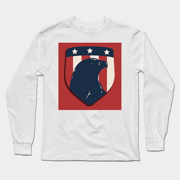 Patriotic American Eagle Long Sleeve T-Shirt by InkyArt